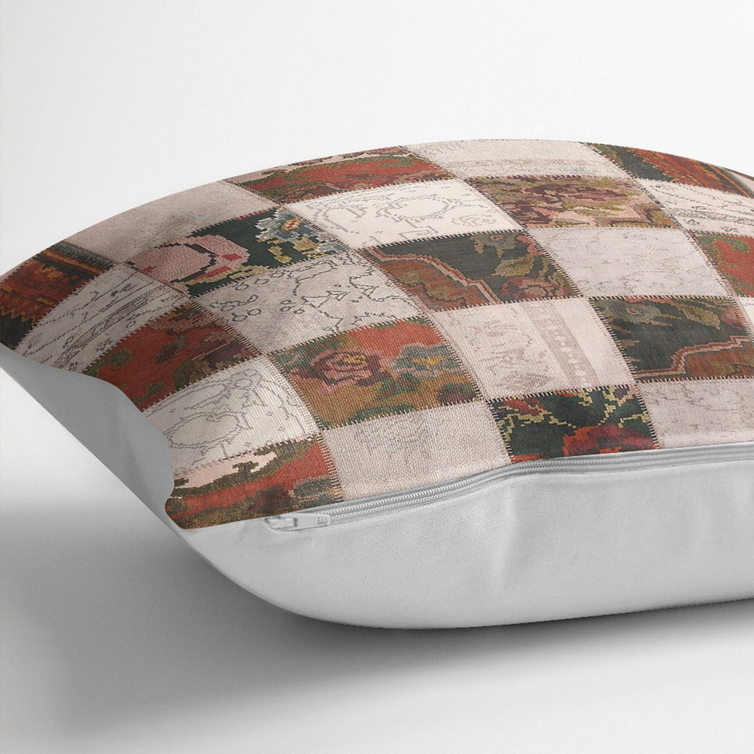 Karabakh Pillowcase|Patchwork Style Cushion Case|Abstract Floral Pillow Case|Ethnic Home Decor|Farmhouse Oriental Outdoor Throw Pillowtop