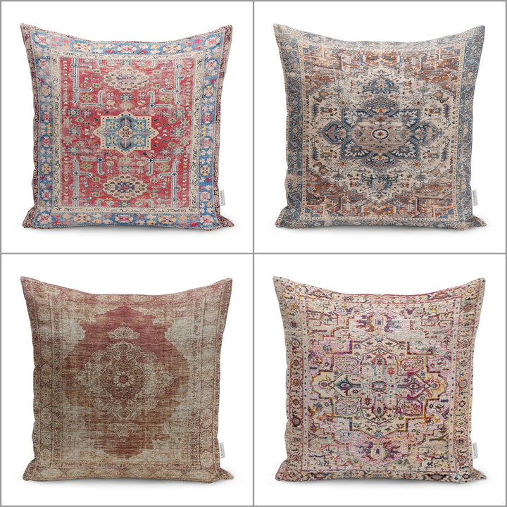 Kilim Pattern Pillow Cover|Rug Design Cushion Case|Traditional Pillow Case|Ethnic Home Decor|Farmhouse Style Abstract Outdoor Pillowtop