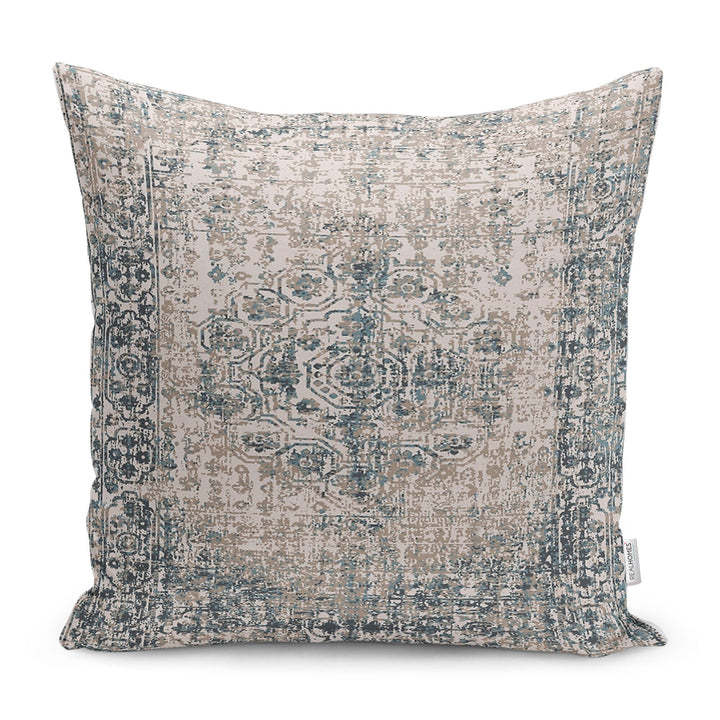 Worn Looking Pillow Case|Farmhouse Style Geometric Outdoor Pillowtop|Kilim Pattern Pillow Cover|Rug Design Cushion Case|Ethnic Home Decor