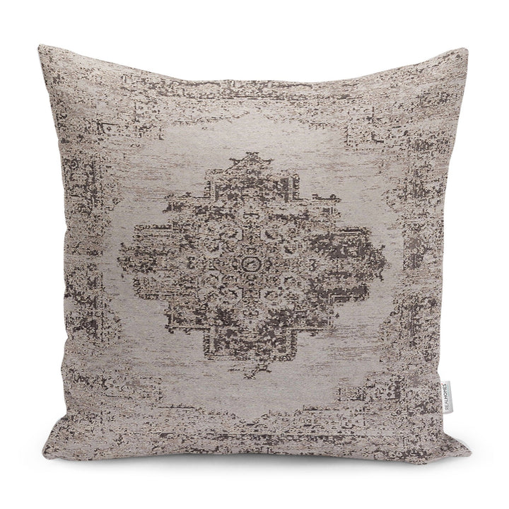 Worn Looking Pillow Case|Farmhouse Style Geometric Outdoor Pillowtop|Kilim Pattern Pillow Cover|Rug Design Cushion Case|Ethnic Home Decor