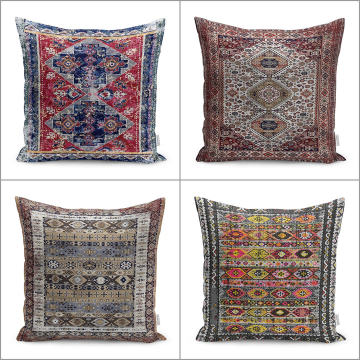 Kilim Pattern Pillow Cover|Rustic Anatolian Pillow Case|Rug Design Cushion Case|Ethnic Home Decor|Farmhouse Geometric Outdoor Pillowtop