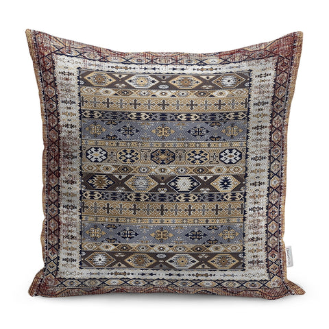 Kilim Pattern Pillow Cover|Rustic Anatolian Pillow Case|Rug Design Cushion Case|Ethnic Home Decor|Farmhouse Geometric Outdoor Pillowtop
