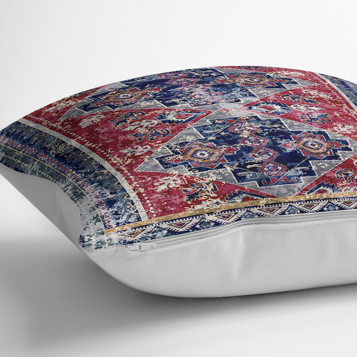 Kilim Pattern Pillow Cover|Rustic Anatolian Pillow Case|Rug Design Cushion Case|Ethnic Home Decor|Farmhouse Geometric Outdoor Pillowtop