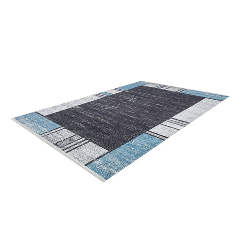 Geometric Design Rug|Modern Machine-Washable Non-Slip Rug|Bordered Abstract Washable Carpet|Decorative Rug|Multi-Purpose Anti-Slip Carpet