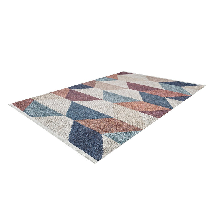 Geometric Design Rug|Kilim Pattern Washable Carpet|Machine-Washable Non-Slip Rug|Ethnic Anatolian Area Rug|Multi-Purpose Anti-Slip Carpet