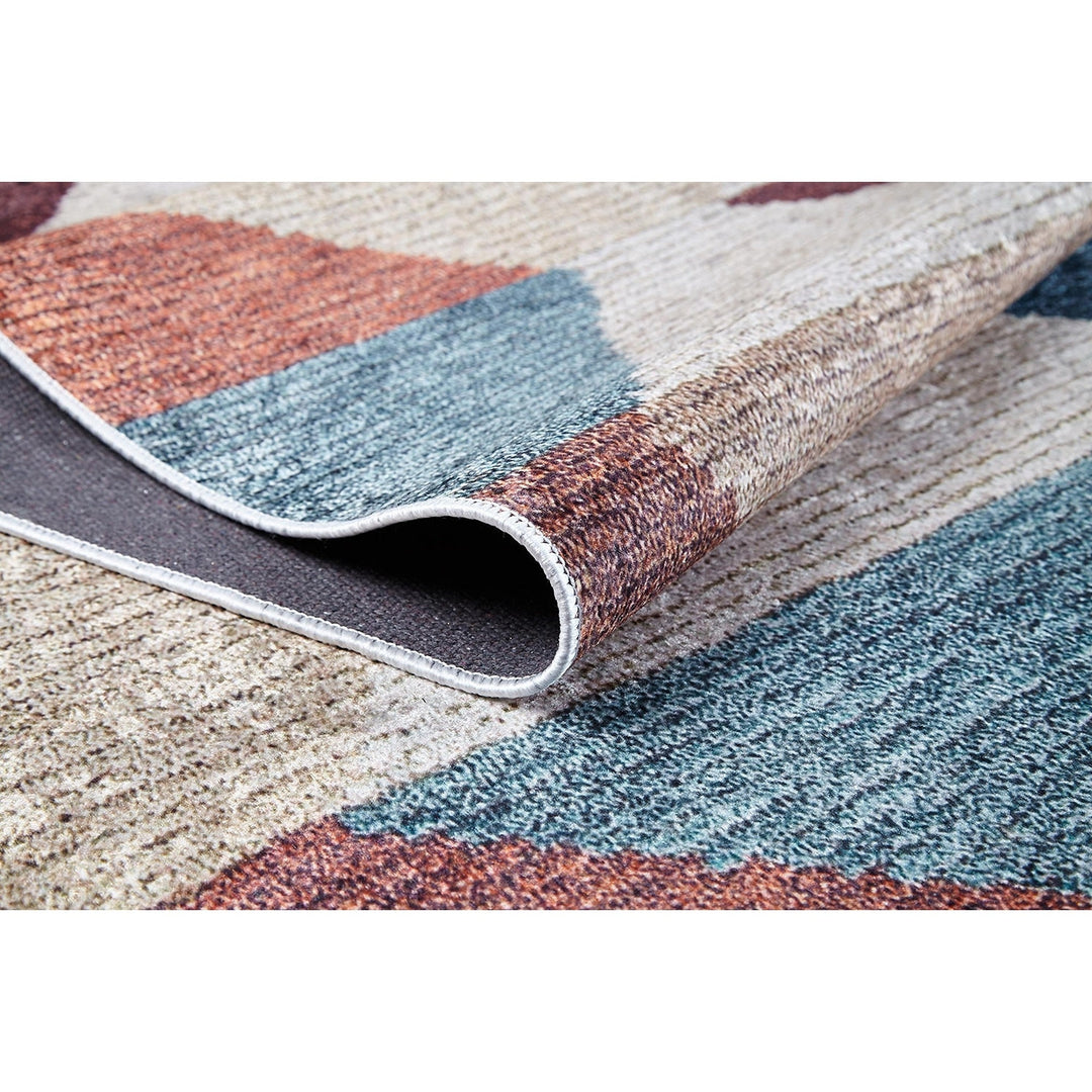 Geometric Design Rug|Kilim Pattern Washable Carpet|Machine-Washable Non-Slip Rug|Ethnic Anatolian Area Rug|Multi-Purpose Anti-Slip Carpet