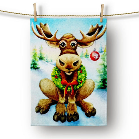Christmas Kitchen Towel|Merry Xmas Dish Towel|Cute Bear and Cute Deer Dishcloth|Winter Trend Hand Towel|Housewarming Snow Themed Xmas Gift
