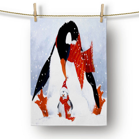 Christmas Kitchen Towel|Merry Xmas Dish Towel|Santa Clause and Penguin Dishcloth|Winter Trend Hand Towel|Xmas Gloves and Toy Shop Print Gift