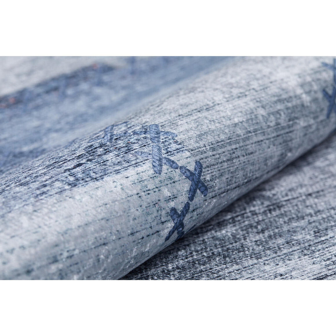 Patchwork Rug|Modern Machine-Washable Non-Slip Rug|Abstract Soft Blue Washable Carpet|Decorative Area Rug|Multi-Purpose Anti-Slip Carpet