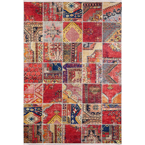 Ethnic Patchwork Rug|Machine-Washable Non-Slip Rug|Oriental Pattern Washable Carpet|Decorative Rustic Rug|Multi-Purpose Anti-Slip Carpet