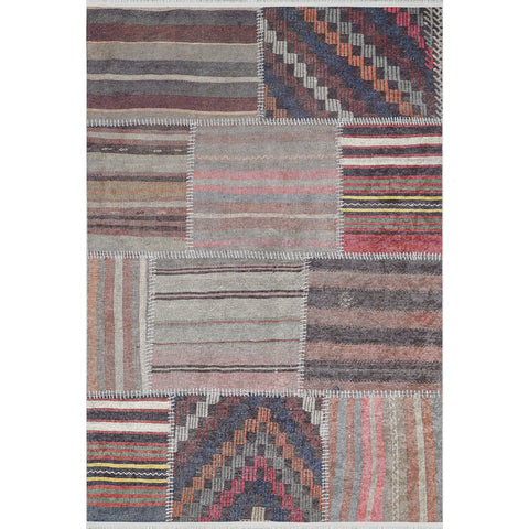 Ethnic Patchwork Rug|Machine-Washable Non-Slip Rug|Anatolian Worn Looking Washable Carpet|Decorative Area Rug|Multi-Purpose Anti-Slip Carpet
