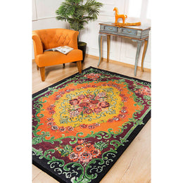 Floral Pattern Rug|Machine-Washable Rug|Floral Non-Slip Carpet|Flower Print Washable Carpet|Decorative Area Rug|Multi-Purpose Anti-Slip Rug