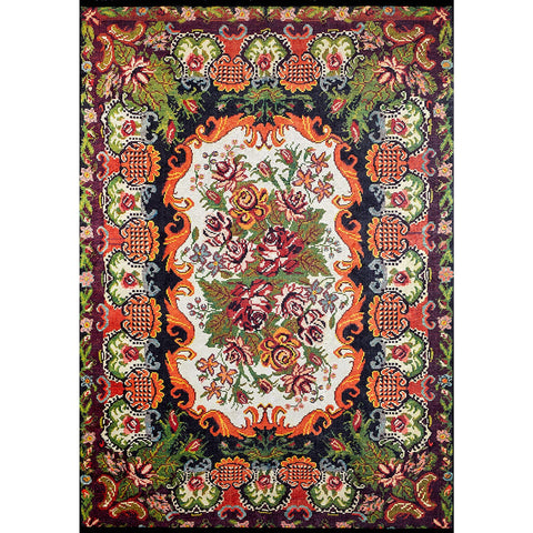Floral Design Rug|Machine-Washable Non-Slip Rug|Farmhouse Washable Karabakh Carpet|Decorative Ethnic Area Rug|Multi-Purpose Anti-Slip Rug