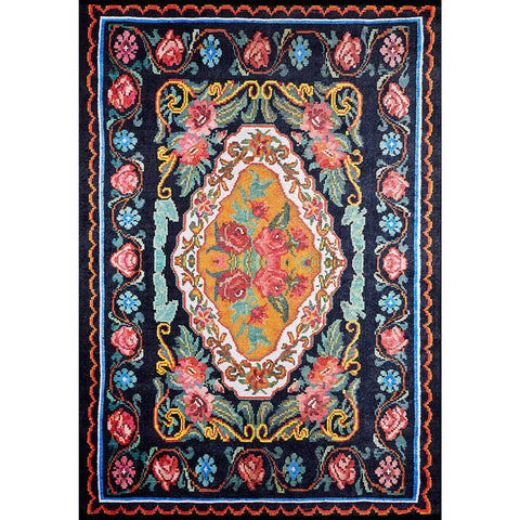 Floral Karabakh Rug|Machine-Washable Non-Slip Rug|Ethnic Farmhouse Floral Washable Carpet|Decorative Area Rug|Multi-Purpose Anti-Slip Rug