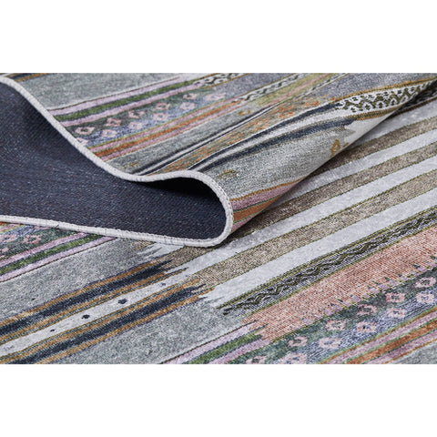 Striped Kilim Rug|Machine-Washable Non-Slip Rug|Turkish Kelim Pattern Washable Carpet|Decorative Area Rug|Multi-Purpose Anti-Slip Carpet