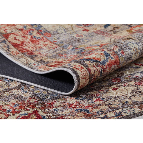 Worn Looking Rug|Traditional Rustic Multi-Purpose Anti-Slip Carpet|Machine-Washable Non-Slip Rug|Ethnic Design Vintage Style Washable Carpet