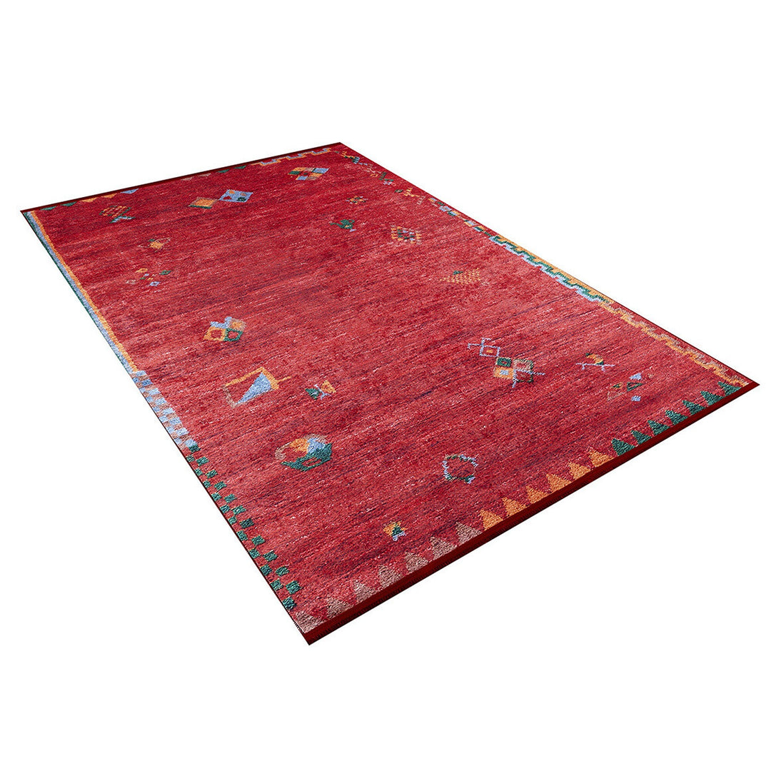 Red Ethnic Rug|Oriental Washable Carpet|Farmhouse Style Machine-Washable Non-Slip Rug|Decorative Area Rug|Multi-Purpose Anti-Slip Carpet