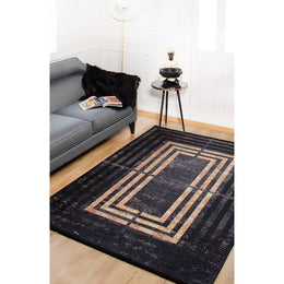 Geometric Area Rug|Black Orange Rug|Modern Design Non-Slip Carpet|Farmhouse Style Washable Carpet|Decorative Rug|Multi-Purpose Anti-Slip Rug