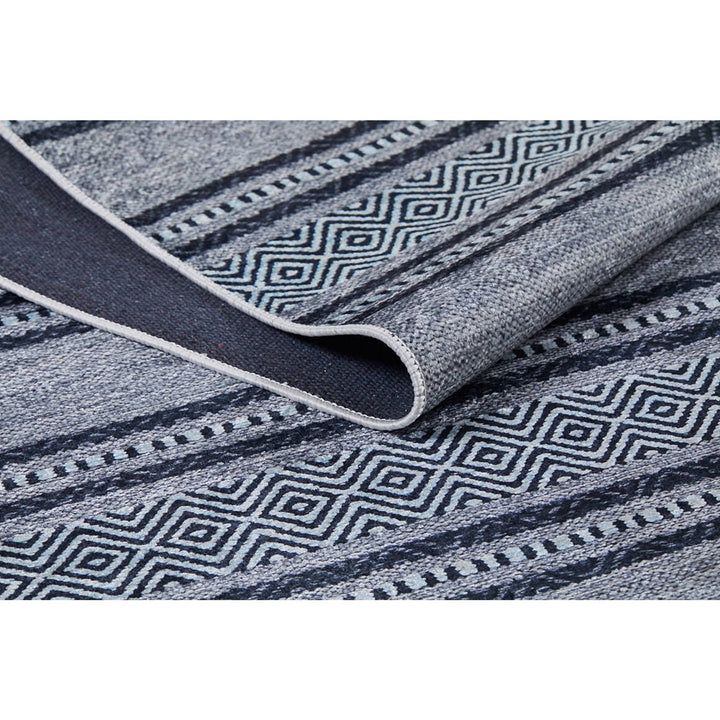 Striped IKAT Rug|Geometric Black Gray Rug|Modern Non-Slip Carpet|Farmhouse Washable Carpet|Decorative Area Rug|Multi-Purpose Anti-Slip Rug