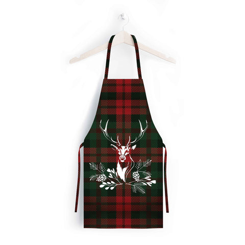 Christmas Apron|Santa Bear Cooking Smock with Adjustable Neck and Waist Strap|Plaid Nutcracker Xmas Deer Kitchen Pinafore Gift For Him/Her