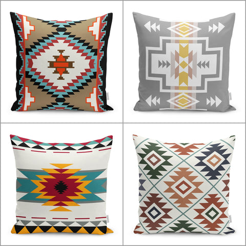 Rug Design Pillow Cover|Terracotta Southwestern Cushion Case|Aztec Home Decor|Ethnic Farmhouse Cushion Cover|Decorative Geometric Pillowtop