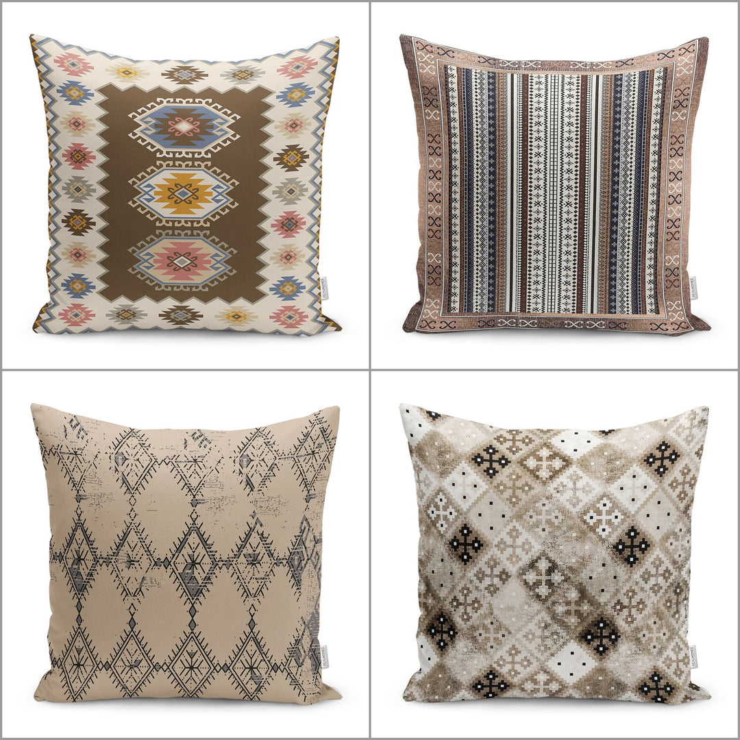 Rug Design Pillow Cover|Decorative Geometric Pillowtop|Southwestern Cushion Case|Aztec Home Decor|Ethnic Farmhouse Outdoor Cushion Cover