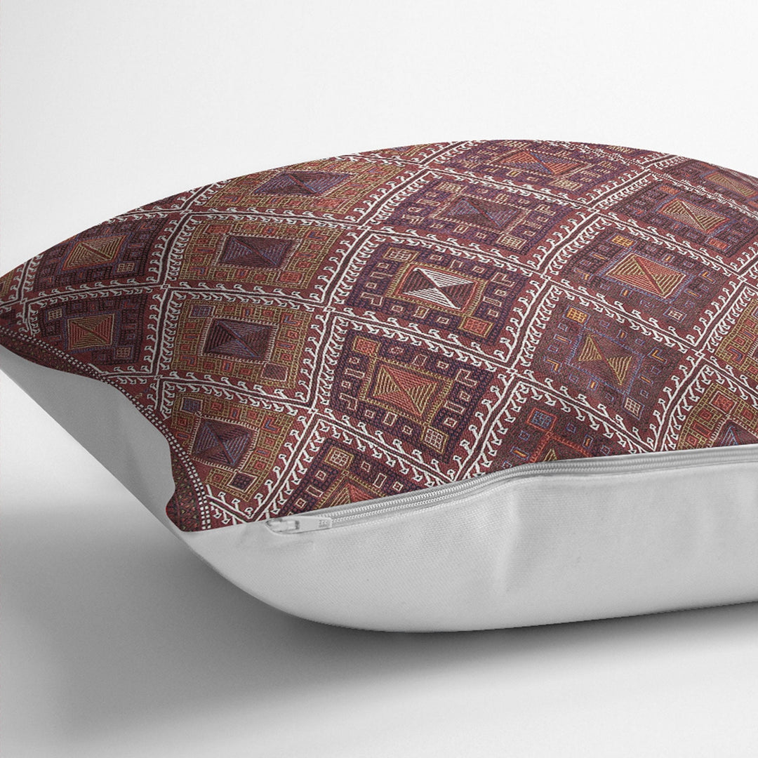 Rug Design Pillow Cover|Southwestern Cushion Case|Aztec Home Decor|Ethnic Farmhouse Cushion Cover|Tribal Design Geometric Throw Pillowtop