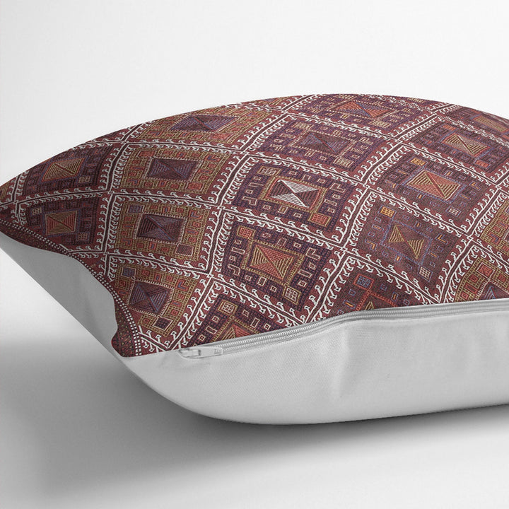 Rug Design Pillow Cover|Southwestern Cushion Case|Aztec Home Decor|Ethnic Farmhouse Cushion Cover|Tribal Design Geometric Throw Pillowtop