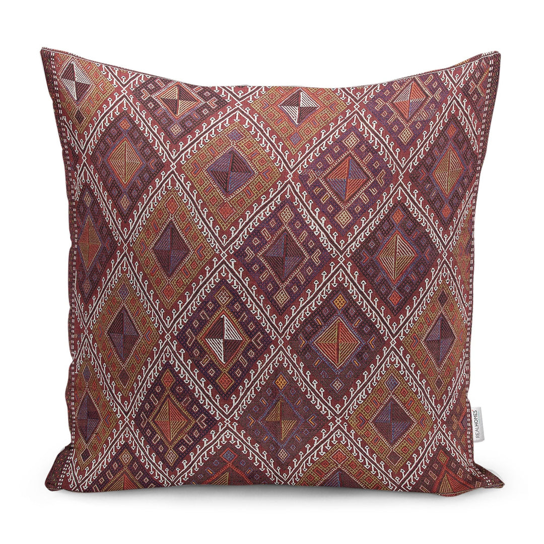 Rug Design Pillow Cover|Southwestern Cushion Case|Aztec Home Decor|Ethnic Farmhouse Cushion Cover|Tribal Design Geometric Throw Pillowtop