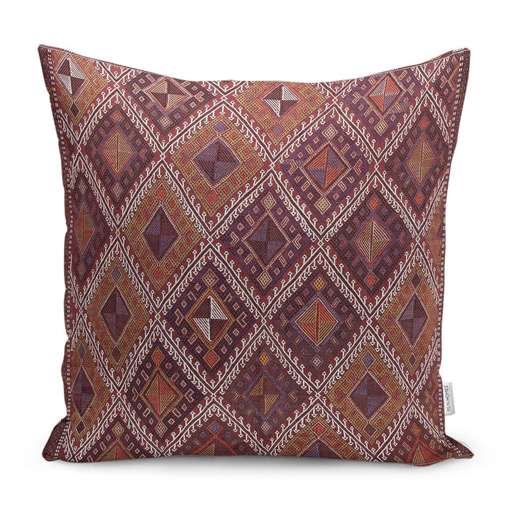 Rug Design Pillow Cover|Southwestern Cushion Case|Aztec Home Decor|Ethnic Farmhouse Cushion Cover|Tribal Design Geometric Throw Pillowtop