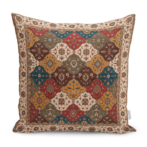Kilim Pattern Pillow Cover|Rug Design Cushion Case|Rustic Turkish Pillow Case|Ethnic Home Decor|Farmhouse Style Geometric Outdoor Pillowtop