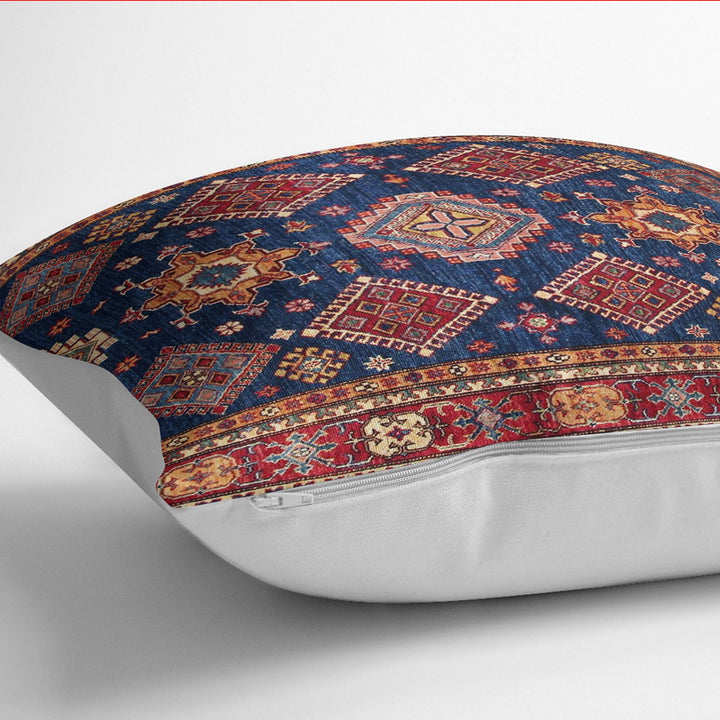 Kilim Pattern Pillow Cover|Rug Design Cushion Case|Vintage Looking Pillow Case|Ethnic Home Decor|Farmhouse Style Geometric Outdoor Pillowtop