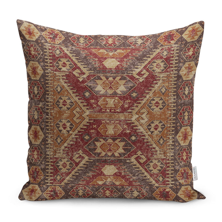 Kilim Pattern Pillow Cover|Rug Design Cushion Case|Worn Looking Pillow Case|Ethnic Home Decor|Farmhouse Style Geometric Throw Pillowtop