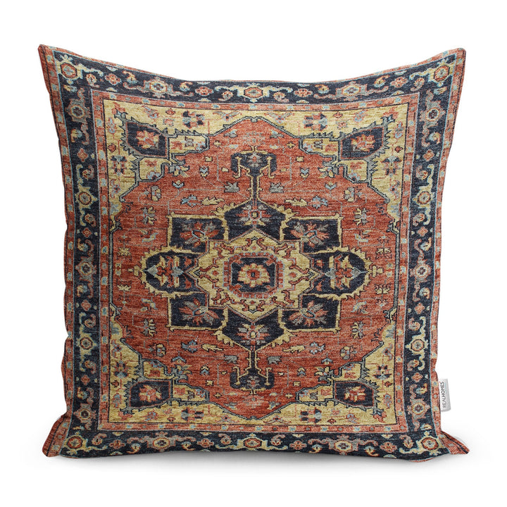 Kilim Pattern Pillow Cover|Rug Design Cushion Case|Worn Looking Pillow Case|Ethnic Home Decor|Farmhouse Style Geometric Throw Pillowtop