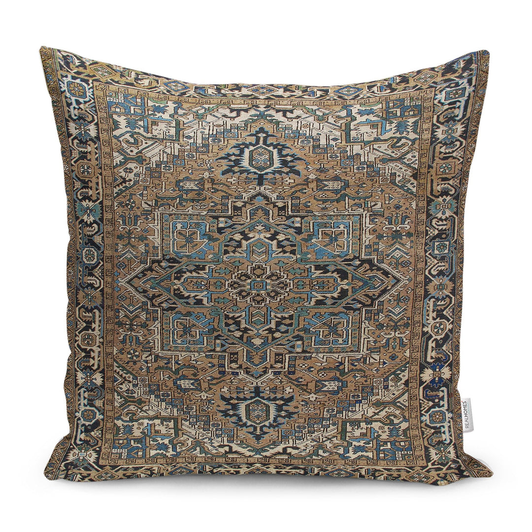 Kilim Pattern Pillow Cover|Rug Design Cushion Case|Worn Looking Pillow Case|Ethnic Home Decor|Farmhouse Style Geometric Throw Pillowtop