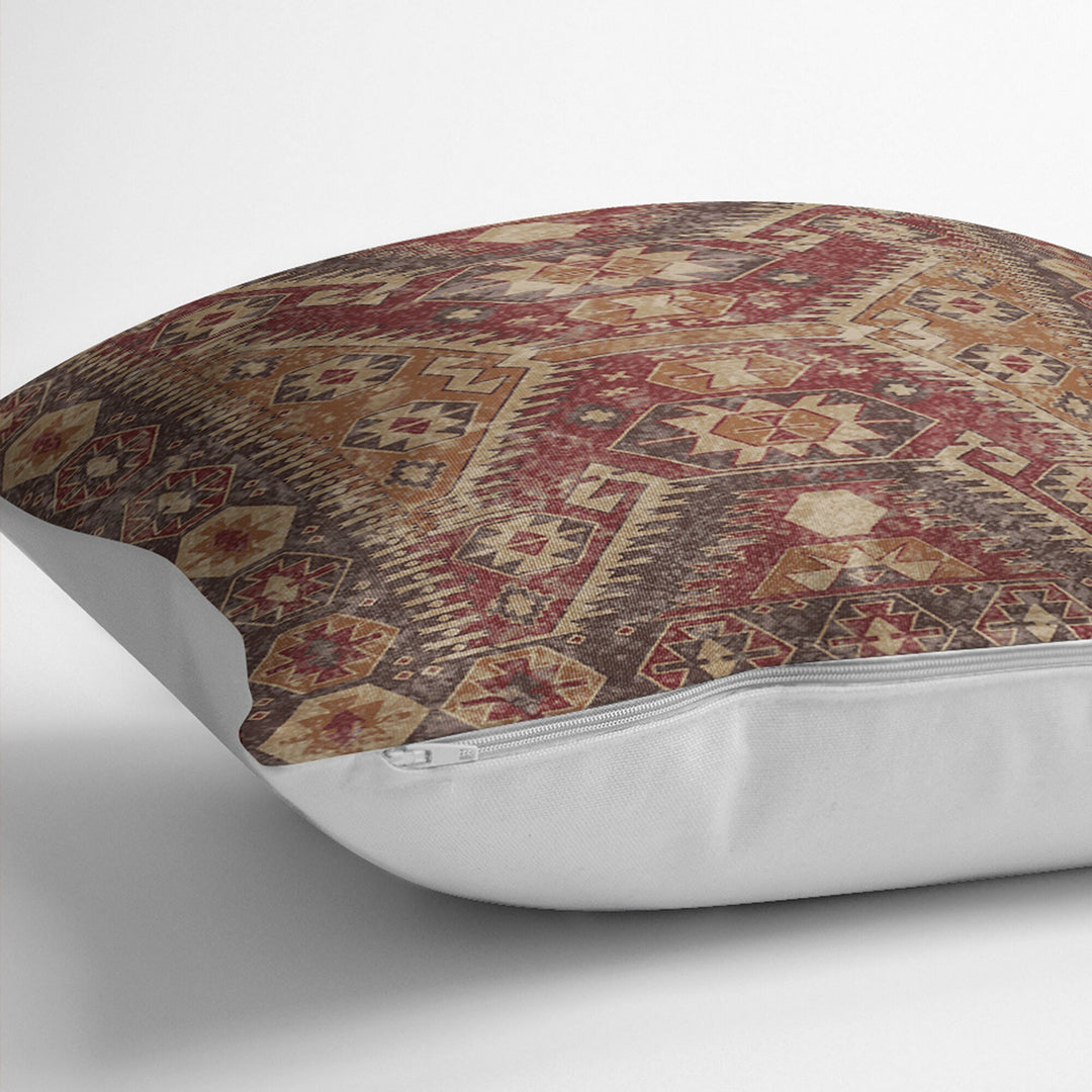Kilim Pattern Pillow Cover|Rug Design Cushion Case|Worn Looking Pillow Case|Ethnic Home Decor|Farmhouse Style Geometric Throw Pillowtop