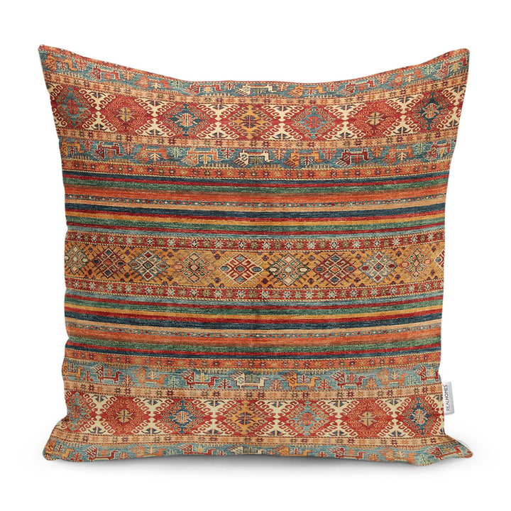 Kilim Pattern Pillow Cover|Rug Design Cushion Case|Ethnic Home Decor|Ottoman Pillow Case|Farmhouse Style Geometric Outdoor Throw Pillowtop