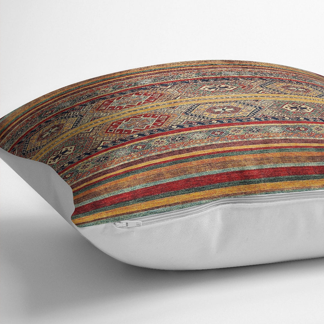 Kilim Pattern Pillow Cover|Rug Design Cushion Case|Ethnic Home Decor|Ottoman Pillow Case|Farmhouse Style Geometric Outdoor Throw Pillowtop