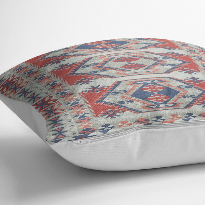 Kilim Pattern Pillow Cover|Rug Design Cushion Case|Boho Bedding Pillow|Ethnic Anatolian Home Decor|Farmhouse Geometric Outdoor Pillowtop