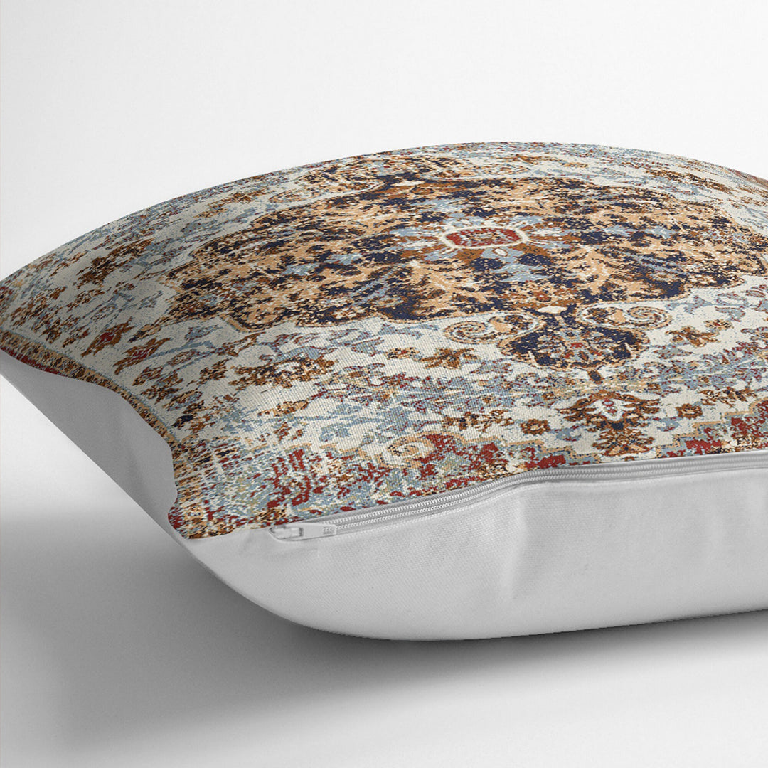 Worn Looking Pillow Case|Kilim Pattern Pillow Cover|Rug Design Cushion Case|Ethnic Home Decor|Farmhouse Style Geometric Outdoor Pillowtop