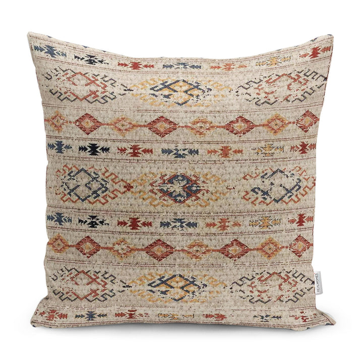Worn Looking Pillow Case|Kilim Pattern Pillow Cover|Rug Design Cushion Case|Ethnic Home Decor|Anatolian Style Geometric Outdoor Pillowtop
