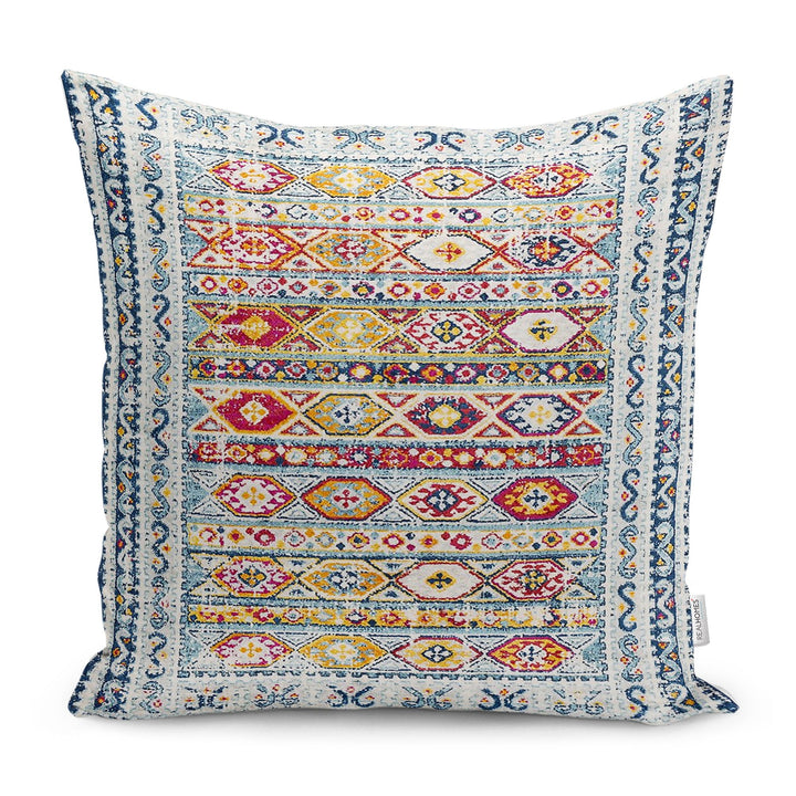 Kilim Pattern Pillow Cover|Rug Design Cushion Case|Traditional Pillow Case|Ethnic Home Decor|Farmhouse Style Geometric Outdoor Pillowtop