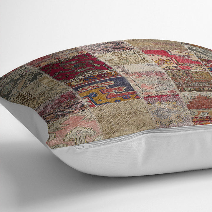 Kilim Pattern Pillow Cover|Rug Design Cushion Case|Abstract Patchwork Throw Pillow Case|Ethnic Home Decor|Anatolian Rustic Outdoor Pillowtop