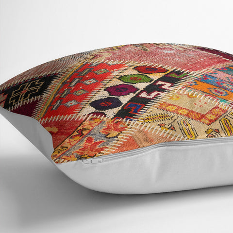 Kilim Pattern Pillow Cover|Ethnic Home Decor|Patchwork Style Anatolian Throw Pillowtop|Rug Design Outdoor Cushion Case|Housewarming Cushion
