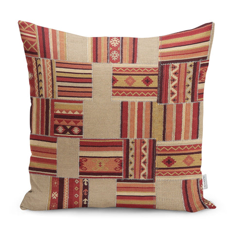 Ethnic Pillow Cover|Patchwork Design Cushion Case|Worn Looking Pillow Case|Rustic Home Decor|Anatolian Style Housewarming Outdoor Pillowtop