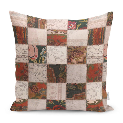 Karabakh Pillowcase|Patchwork Style Cushion Case|Abstract Floral Pillow Case|Ethnic Home Decor|Farmhouse Oriental Outdoor Throw Pillowtop