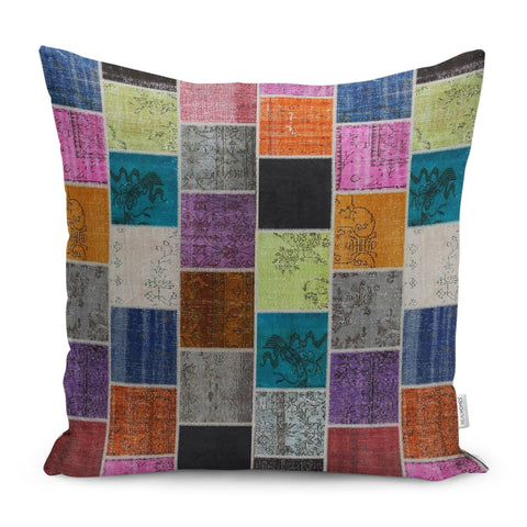 Patchwork Pillowcase|Colorful Cushion Case|Housewarming Abstract Pillow Case|Ethnic Home Decor|Farmhouse Oriental Outdoor Throw Pillowtop