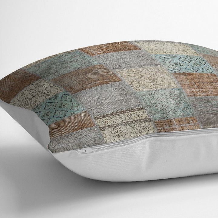 Ethnic Pillowcase|Patchwork Style Cushion Case|Housewarming Abstract Pillow Case|Rustic Design Home Decor|Farmhouse Outdoor Throw Pillowtop