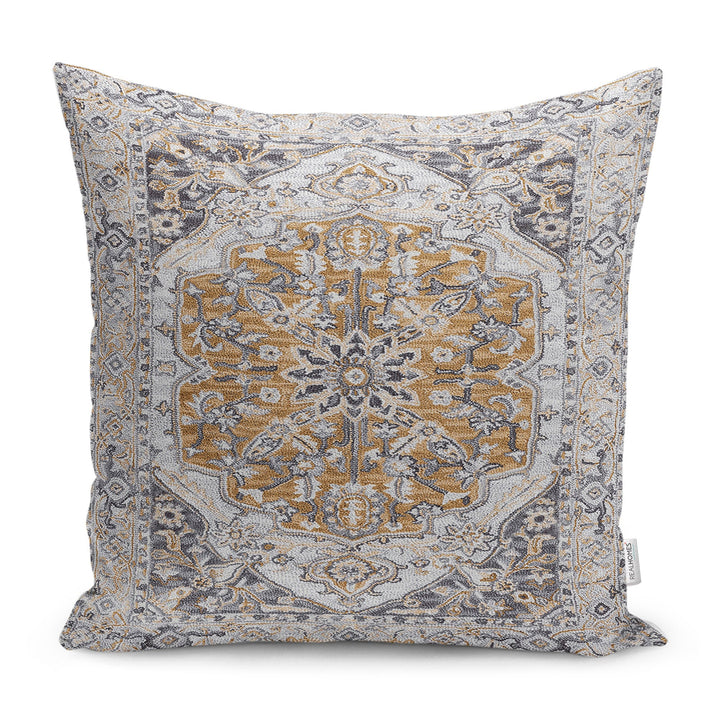 Worn Looking Pillow Case|Farmhouse Style Geometric Outdoor Pillowtop|Kilim Pattern Pillow Cover|Rug Design Cushion Case|Ethnic Home Decor