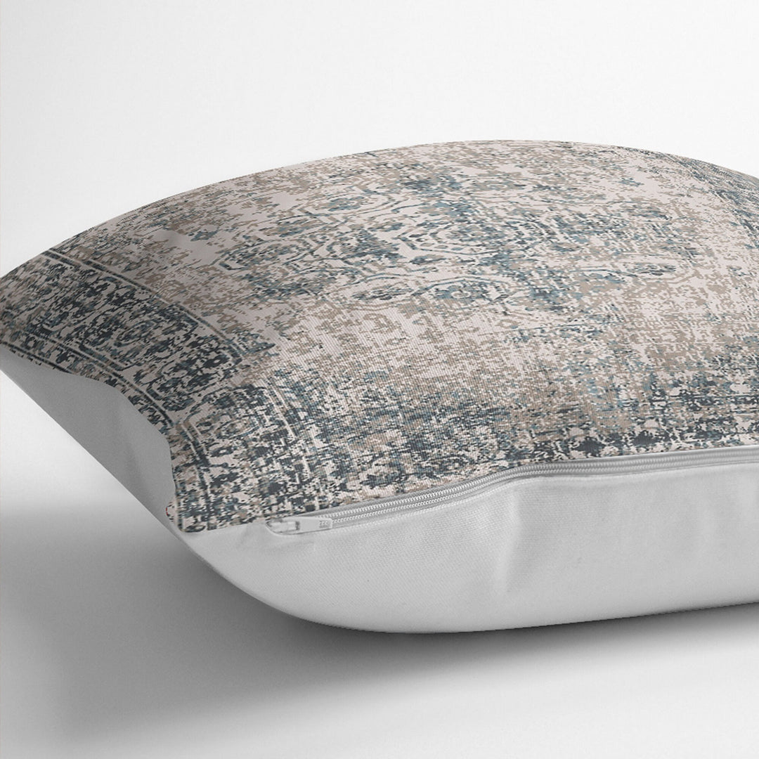 Worn Looking Pillow Case|Farmhouse Style Geometric Outdoor Pillowtop|Kilim Pattern Pillow Cover|Rug Design Cushion Case|Ethnic Home Decor